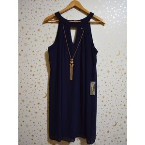 NWT Breathless Blue Ruffle Chain Dress Medium